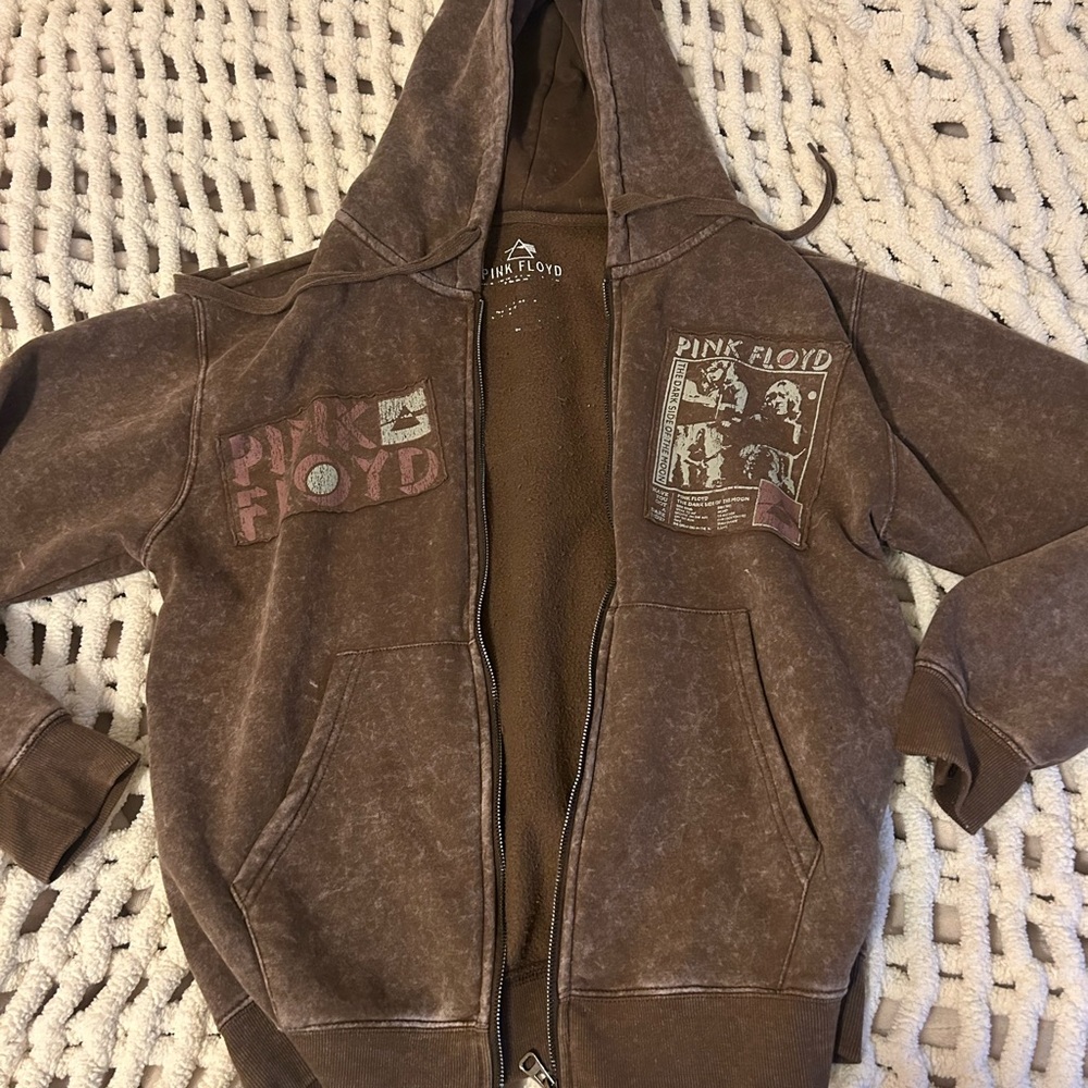 Pink Floyd Grunge Brown Zip-Up Hoodie